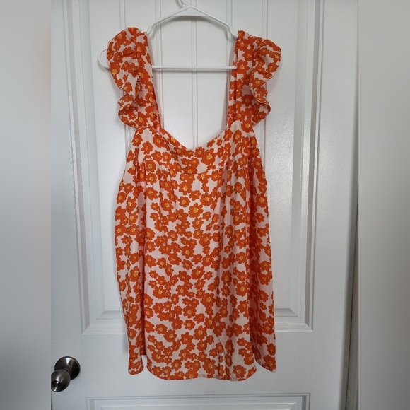 NEW! Impressions, Shaken Or Stirred Floral Tank In Orange, NWT, Size 1X - Picture 2 of 4